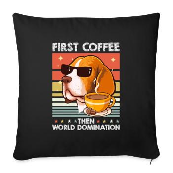 Beagle Sunglasses Coffee - Sofa pillowcase 17,3'' x 17,3'' (45 x 45 cm) - black - Front