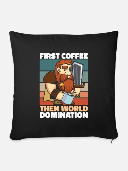 Wikinger Kaffee Schwert - Sofakissenbezug 45 x 45 cm - Schwarz