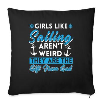 Sailing Sailor Sailboat Girls - Sofa pillowcase 17,3'' x 17,3'' (45 x 45 cm) - black - Front