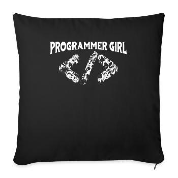 Développeur Coder Programmeur Girl - Housse de coussin décorative 45 x 45 cm - noir - Devant