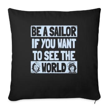 Voilier à voile drôle - Housse de coussin décorative 45 x 45 cm - noir - Devant
