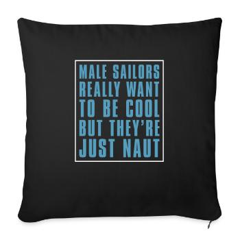 Voilier à voile drôle - Housse de coussin décorative 45 x 45 cm - noir - Devant