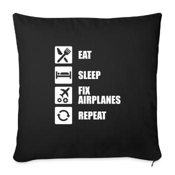 Airplane Mechanic Eat Sleep Fix Airplanes - Sofa pillowcase 17,3'' x 17,3'' (45 x 45 cm) - black - Front