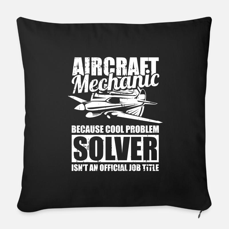 Mécanicien d’avion drôle - Housse de coussin décorative 45 x 45 cm - noir