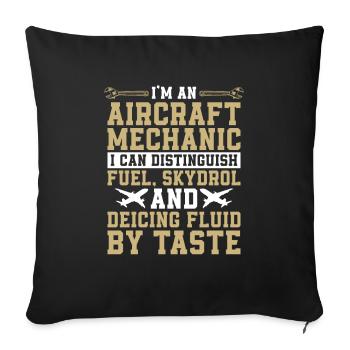 Airplane mechanic funny - Sofa pillowcase 17,3'' x 17,3'' (45 x 45 cm) - black - Front