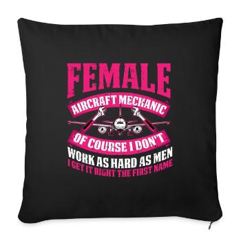 Airplane Mechanic Female - Sofa pillowcase 17,3'' x 17,3'' (45 x 45 cm) - black - Front