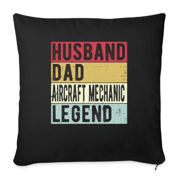 Airplane mechanic father husband - Sofa pillowcase 17,3'' x 17,3'' (45 x 45 cm) - black - Front