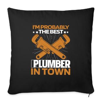 Clé d’installation plombier - Housse de coussin décorative 45 x 45 cm - noir - Devant