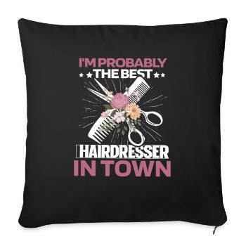 Coiffeur Coiffeur Fleurs - Housse de coussin décorative 45 x 45 cm - noir - Devant