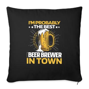 Hobby Brewer Bière artisanale Beer Hopping - Housse de coussin décorative 45 x 45 cm - noir - Devant