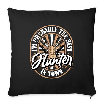 Chasse Chasseur Chasse au cerf - Housse de coussin décorative 45 x 45 cm - noir - Devant