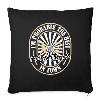 Frisbee drôle - Housse de coussin décorative 45 x 45 cm - noir - Devant