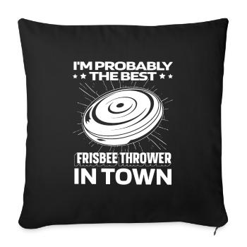 Frisbee drôle - Housse de coussin décorative 45 x 45 cm - noir - Devant