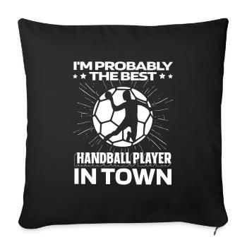 Handball Handball Joueur drôle - Housse de coussin décorative 45 x 45 cm - noir - Devant