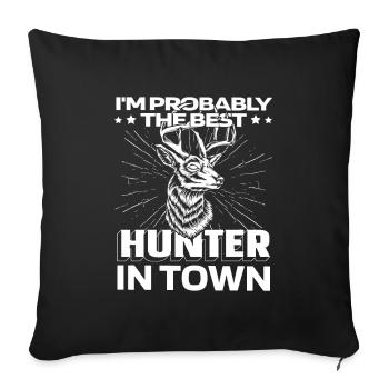 Chasse Chasseur Chasse au cerf - Housse de coussin décorative 45 x 45 cm - noir - Devant