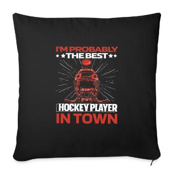 Hockey sur glace drôle - Housse de coussin décorative 45 x 45 cm - noir - Devant