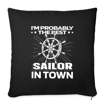 Voilier à voile drôle - Housse de coussin décorative 45 x 45 cm - noir - Devant