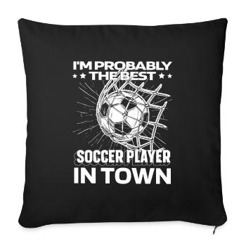 Footballeur Footballeur Drôle - Housse de coussin décorative 45 x 45 cm - noir - Devant