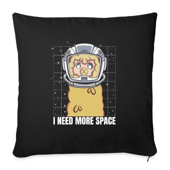 Alpaca Astronaut I Need More Space - Sofa pillowcase 17,3'' x 17,3'' (45 x 45 cm) - black - Front