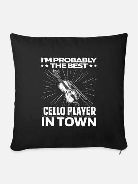 Cello Cellist Witzig - Sofakissenbezug 45 x 45 cm - Schwarz