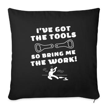 Drôle d’artisan disant ouvrier de la construction disant - Housse de coussin décorative 45 x 45 cm - noir - Devant