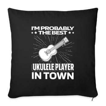 Ukulélé drôle - Housse de coussin décorative 45 x 45 cm - noir - Devant