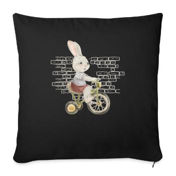 Lapin Lapin Vélo - Housse de coussin décorative 45 x 45 cm - noir - Devant