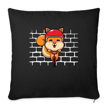 Squirrel Bicycle - Sofa pillowcase 17,3'' x 17,3'' (45 x 45 cm) - black - Front