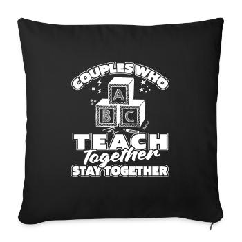 Enseignante maternelle Couple d’assistantes maternelles - Housse de coussin décorative 45 x 45 cm - noir - Devant