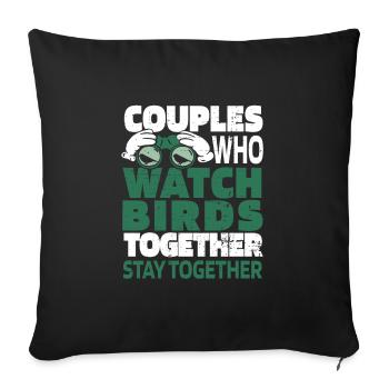 Couple d’ornithologues amateurs - Housse de coussin décorative 45 x 45 cm - noir - Devant