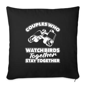 Couple d’ornithologues amateurs - Housse de coussin décorative 45 x 45 cm - noir - Devant