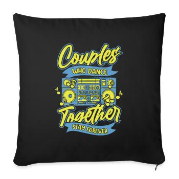Couple danseur dansant - Housse de coussin décorative 45 x 45 cm - noir - Devant