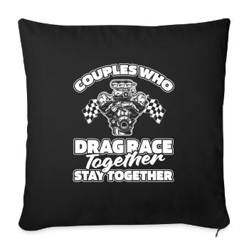 Dragster Drag Race Paar - Sofakissenbezug 45 x 45 cm - Schwarz - Vorne