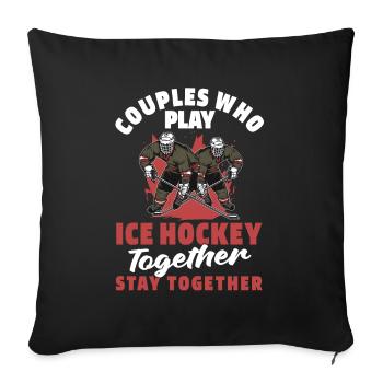 Paire de hockey sur glace - Housse de coussin décorative 45 x 45 cm - noir - Devant