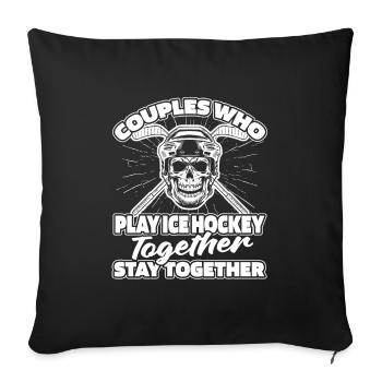 Paire de hockey sur glace - Housse de coussin décorative 45 x 45 cm - noir - Devant