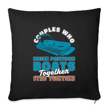 Paire de bateaux pontons - Housse de coussin décorative 45 x 45 cm - noir - Devant