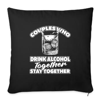 Drinking alcohol drinking couple - Sofa pillowcase 17,3'' x 17,3'' (45 x 45 cm) - black - Front