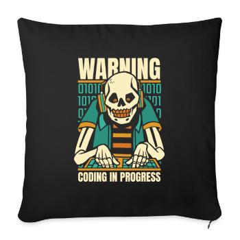 Développeur Coder Programmeur Squelette - Housse de coussin décorative 45 x 45 cm - noir - Devant