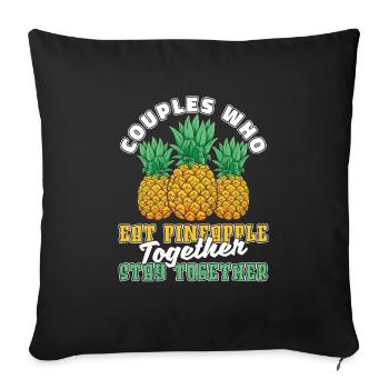 Paire d’ananas - Housse de coussin décorative 45 x 45 cm - noir - Devant