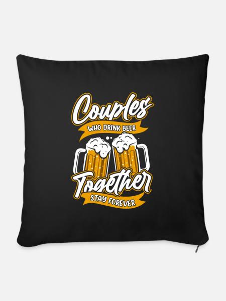 Bier Bierliebhaber Paar - Sofakissenbezug 45 x 45 cm - Schwarz