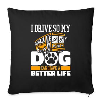 Bus Bus driver dog - Sofa pillowcase 17,3'' x 17,3'' (45 x 45 cm) - black - Front