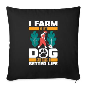 Fermier Chien fermier - Housse de coussin décorative 45 x 45 cm - noir - Devant