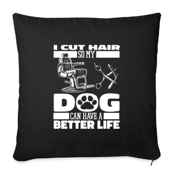Barber Barbershop Dog - Sofa pillowcase 17,3'' x 17,3'' (45 x 45 cm) - black - Front