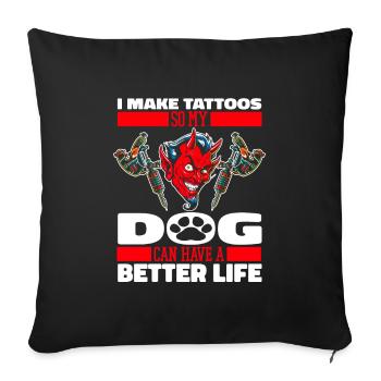 Tattoo Artist Tattoo Dog - Sofa pillowcase 17,3'' x 17,3'' (45 x 45 cm) - black - Front