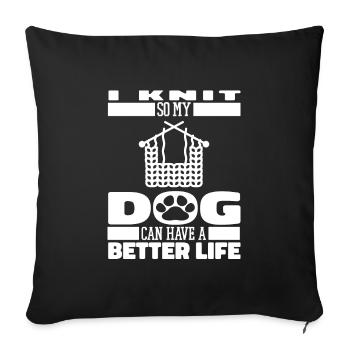 Chien à tricoter - Housse de coussin décorative 45 x 45 cm - noir - Devant