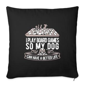 Jeu de société jeu de société chien - Housse de coussin décorative 45 x 45 cm - noir - Devant
