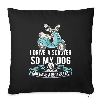 Motorroller Hund - Sofakissenbezug 45 x 45 cm - Schwarz - Vorne