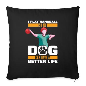 Handball Handball Chien - Housse de coussin décorative 45 x 45 cm - noir - Devant