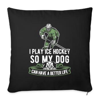 Chien de hockey sur glace - Housse de coussin décorative 45 x 45 cm - noir - Devant
