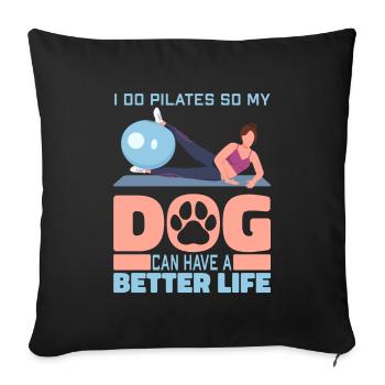 Pilates dog - Sofa pillowcase 17,3'' x 17,3'' (45 x 45 cm) - black - Front